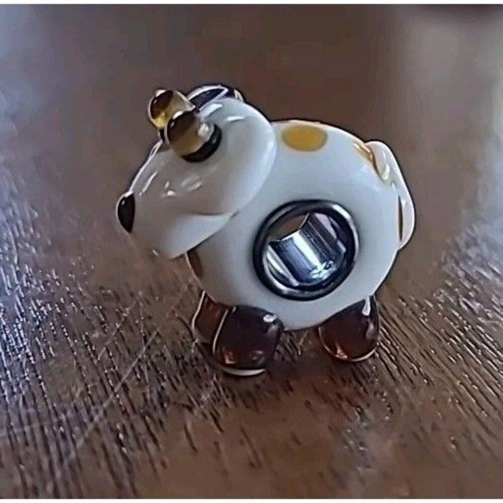 Lampworked Glass 3D Dog Pendant Metal Loop